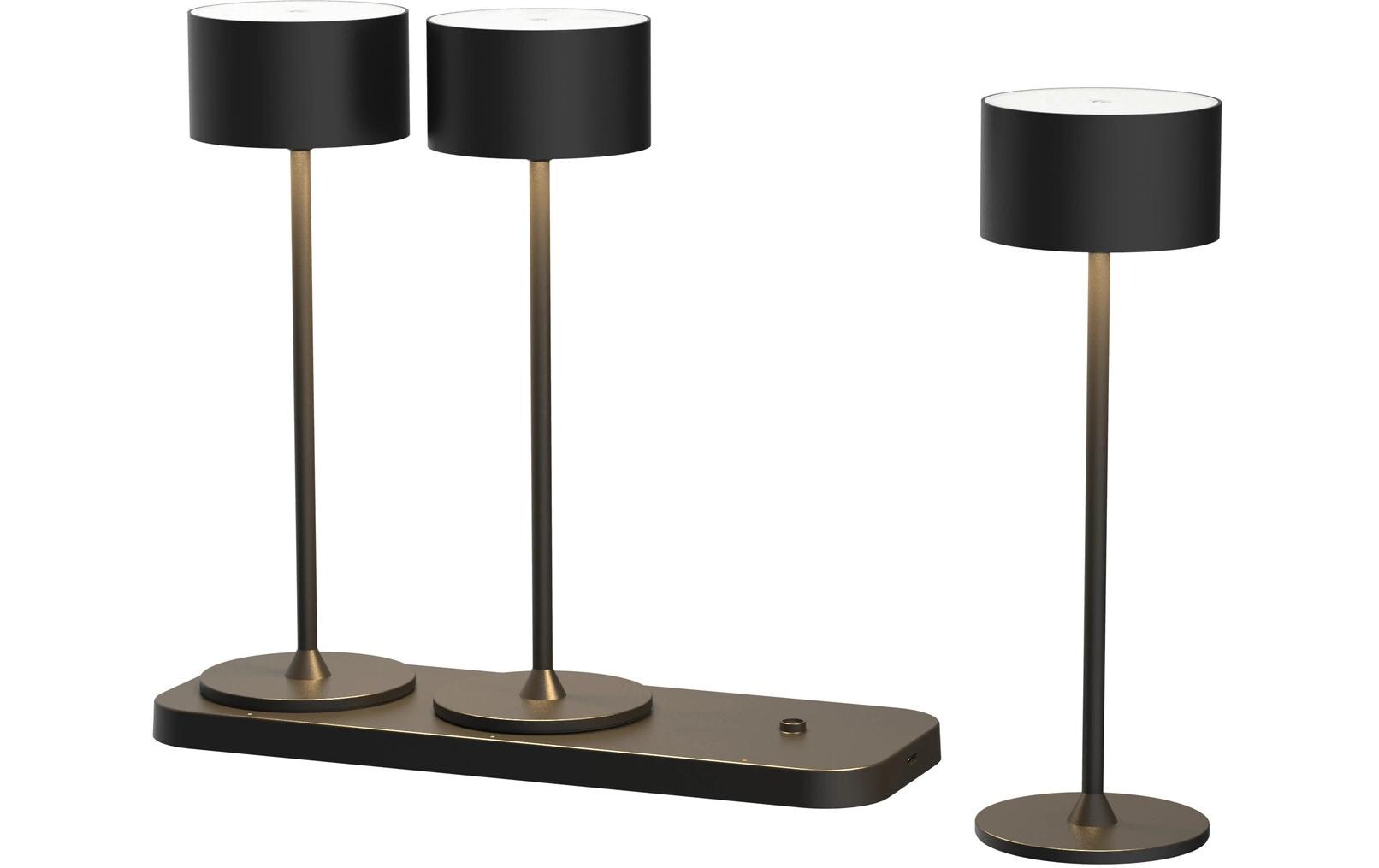Akku-Tischleuchte Tavolo 3er Set, Schwarz<br>Akku-Tischleuchte 3er-Set mit Ladestation