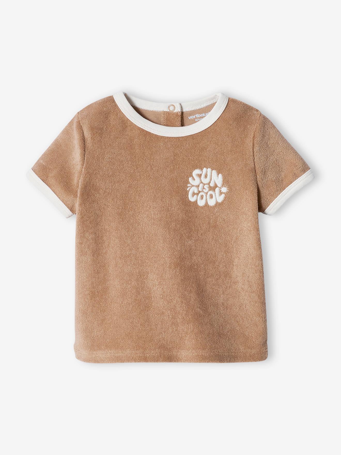 Conjunto de lã encaracolada para bebê: camiseta + shorts marrom-acinzentados