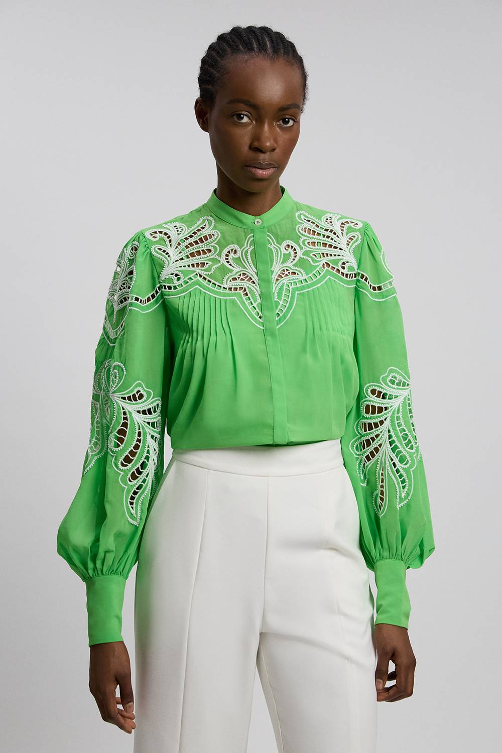 KarenMillen Chemisier Tissé Brodé Perlé À Découpes Ajourées