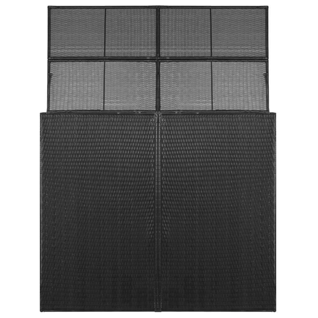 Abri pour poubelle double noir 153x78x120 cm résine tressée