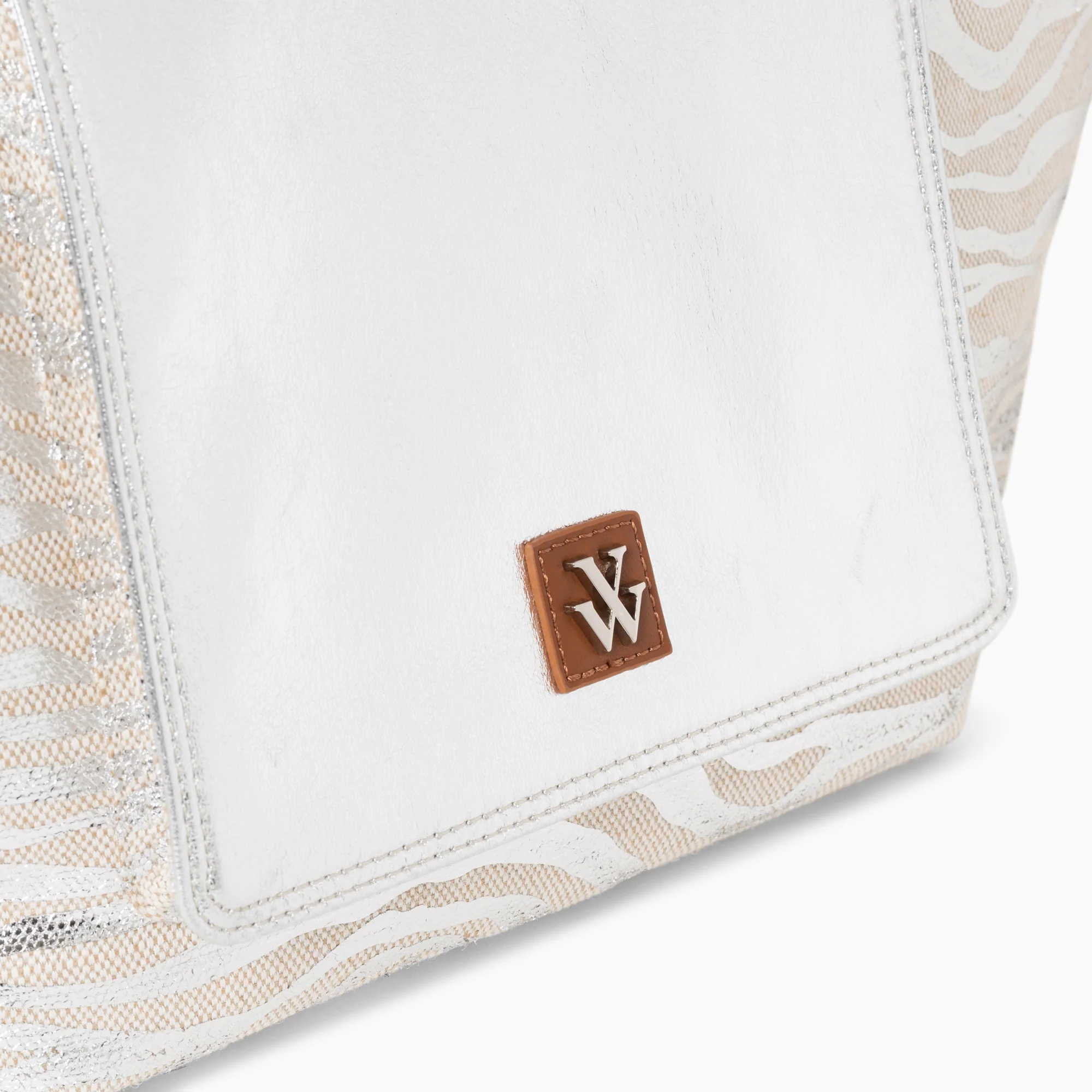 Sacs-Cabas Roxanna argent imprimé zèbre à pochette