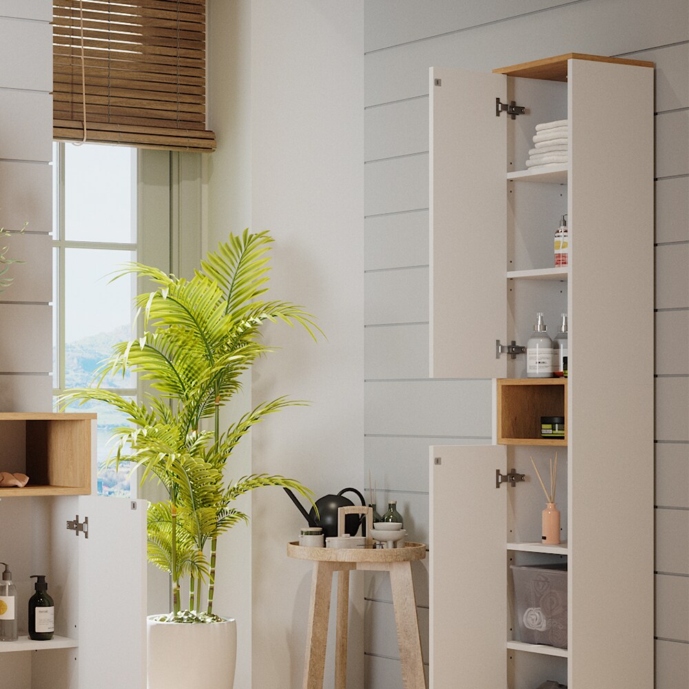 Vicco Hochschrank Didi Weiß Eiche 30 x 192 cm mit 2 Türen