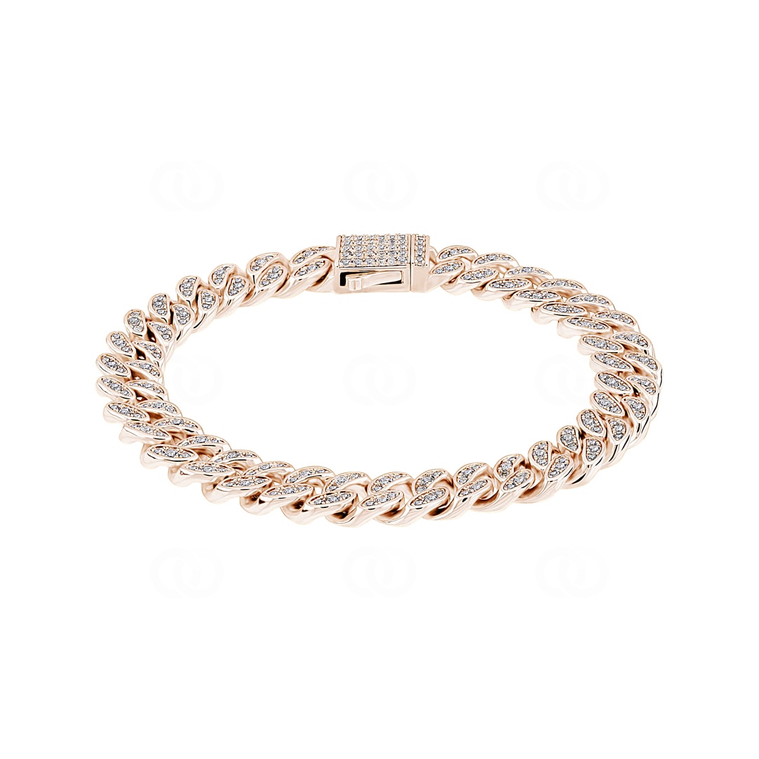 8mm Cuban Link Panzerarmband Rosé vergoldet mit Zirkonia