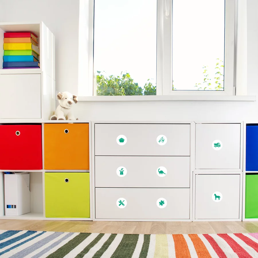 Nikima Möbelaufkleber Ordnungssticker für Spielzeug MINT WEISS mint