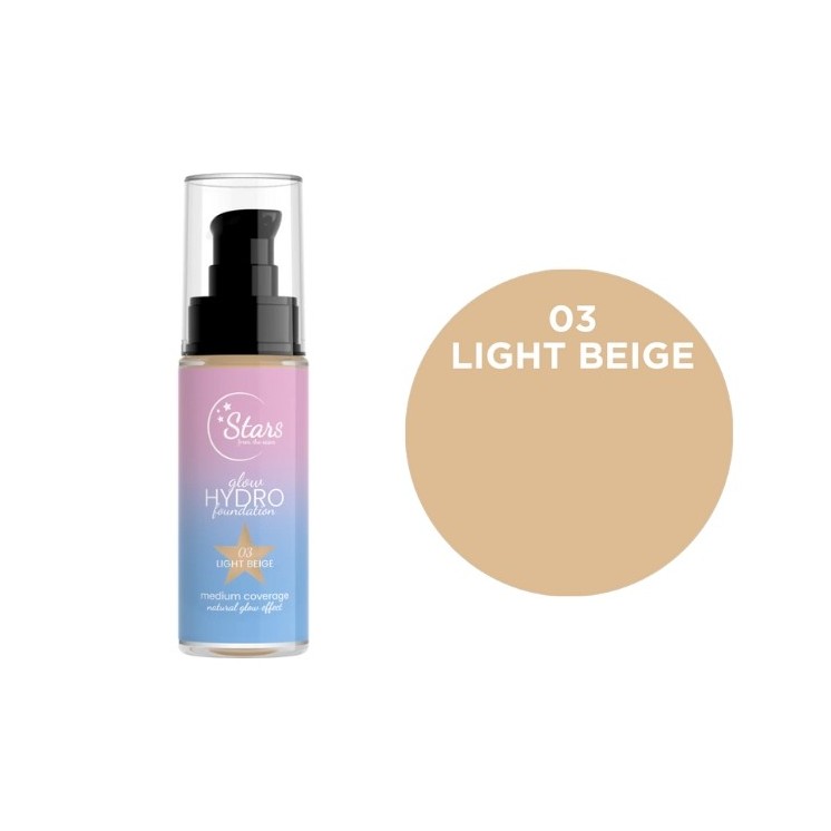 Stars from the Stars Feuchtigkeitsspendende und leuchtende Glow Hydro Foundation Nr. 03 Light Beige 30 g