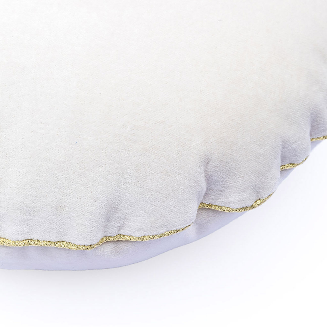 Febronie Coussin rond en velours de coton Bonbon grège - D. 43cm