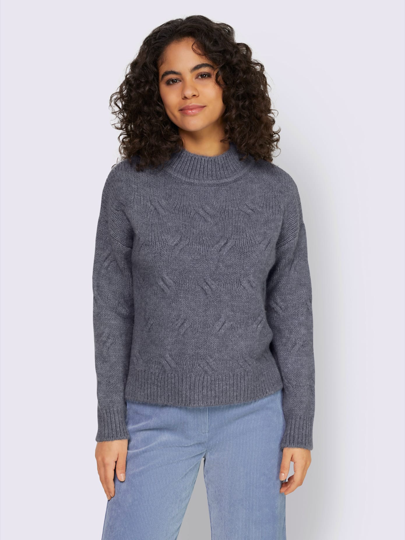 Pull col montant motif torsadé mode