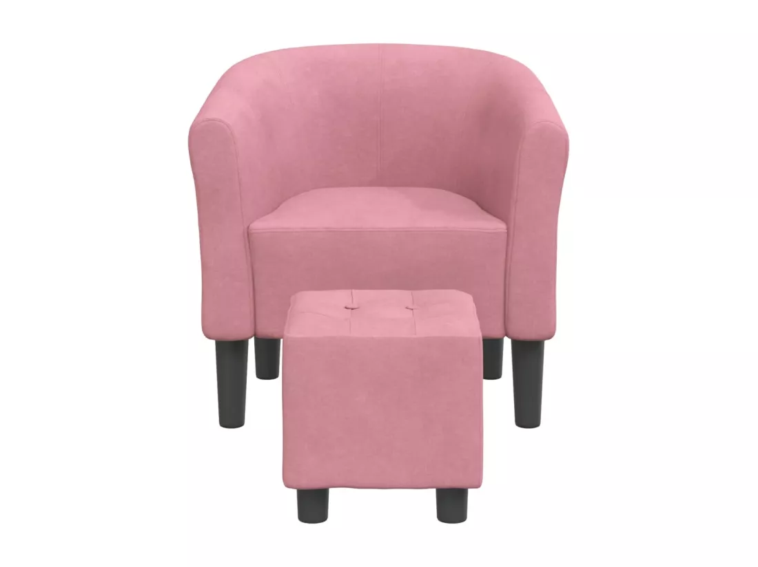 Chaise cabriolet avec repose-pied rose velours