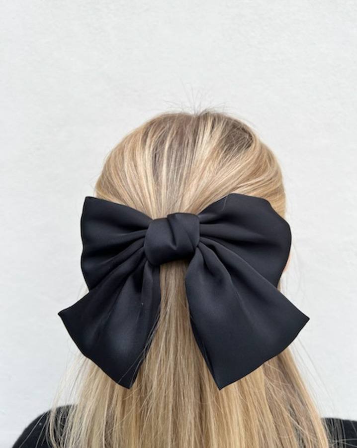 DARK Satin Bow Hair Clip Black