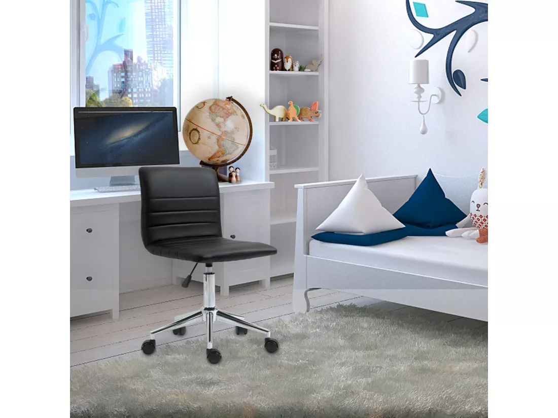 SVITA LINUS chaise de bureau chaise pivotante pour enfant revêtement en simili cuir noir