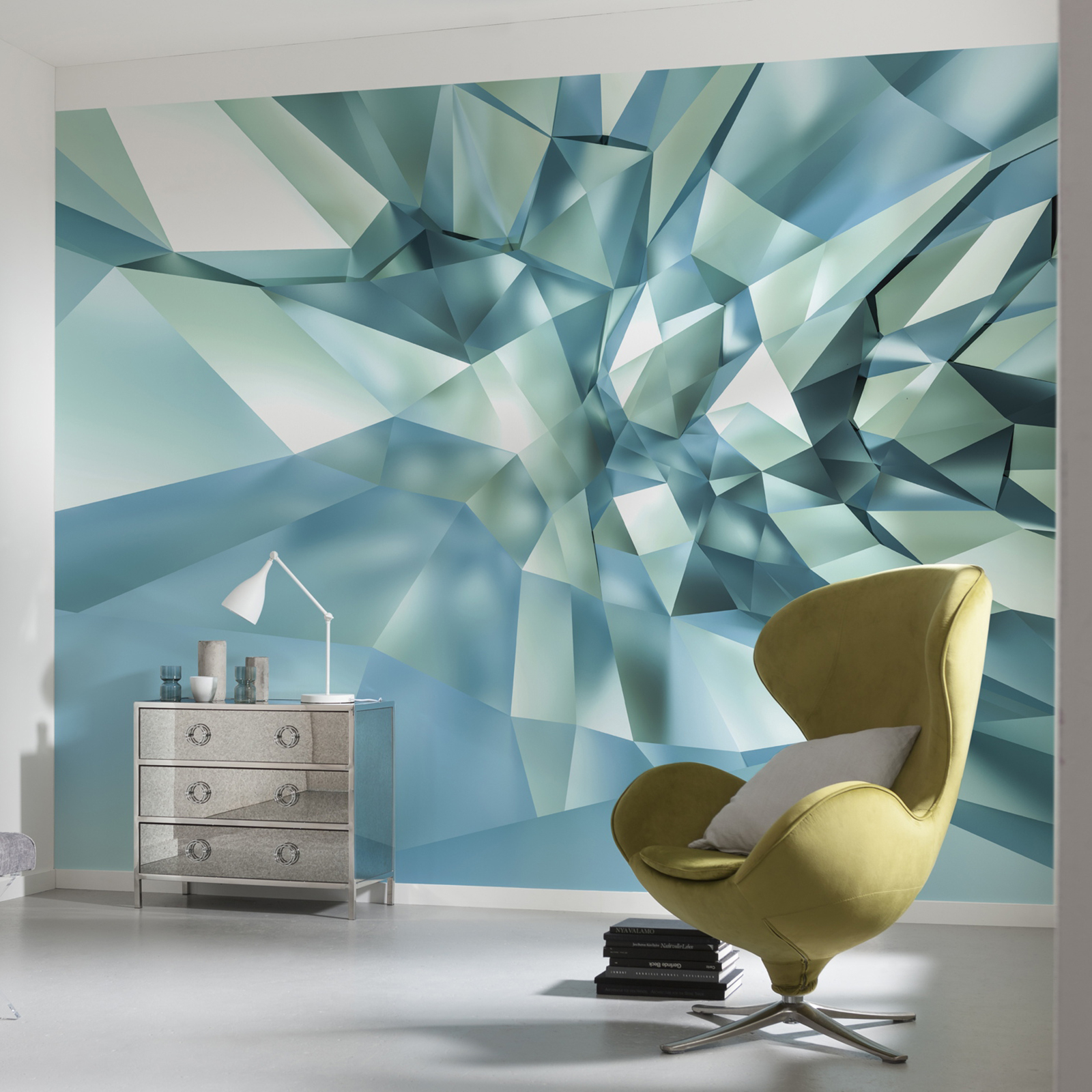 Papier-Fototapete - 3D CRYSTAL CAVE - blau - 368x254 cm