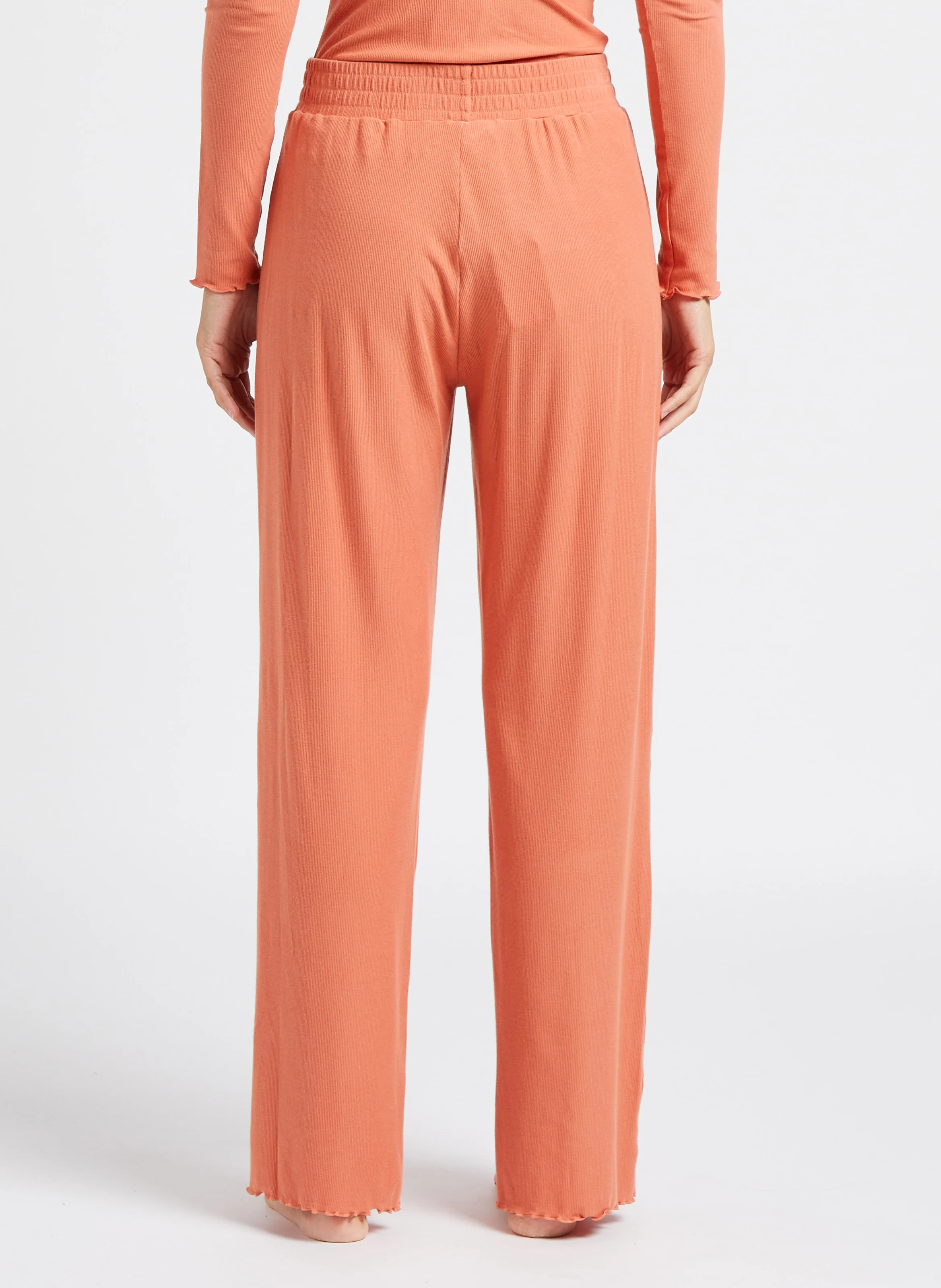 NATI - Pantalon taille haute côtelé | Rouge
