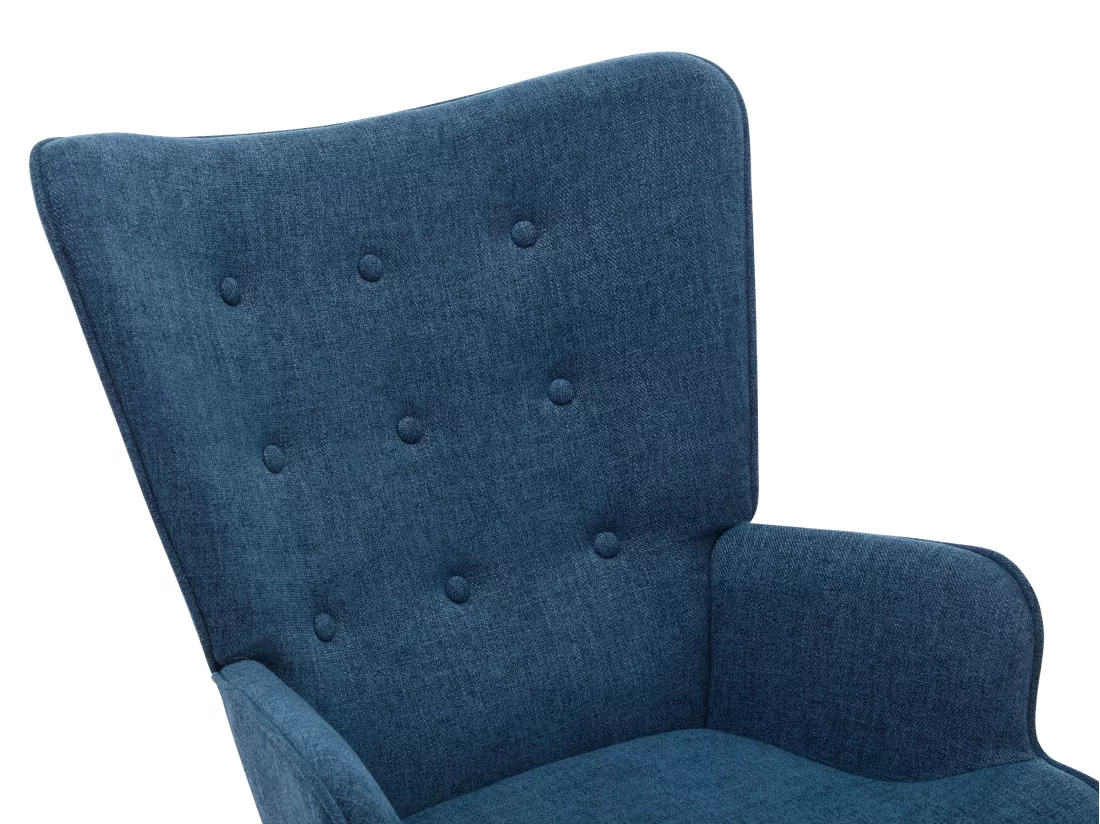 Fauteuil à bascule en tissu chiné bleu ELMINA II