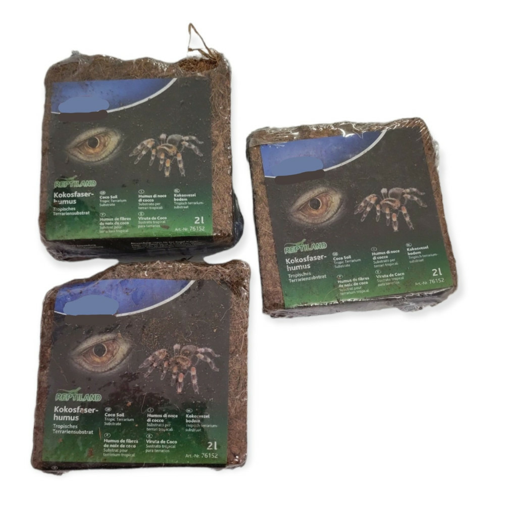 2 litres x3 de fibres de noix de coco compressé reptiles et amphibiens.