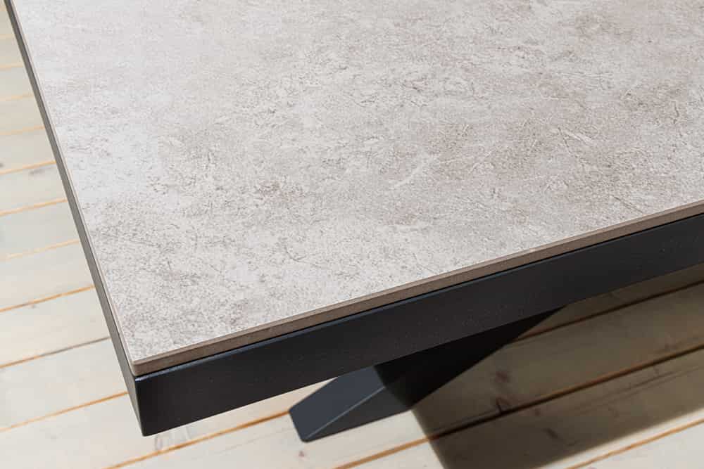 In- und Outdoor Esstisch GALAXIE 200cm hellgrau Keramik anthrazit Aluminium