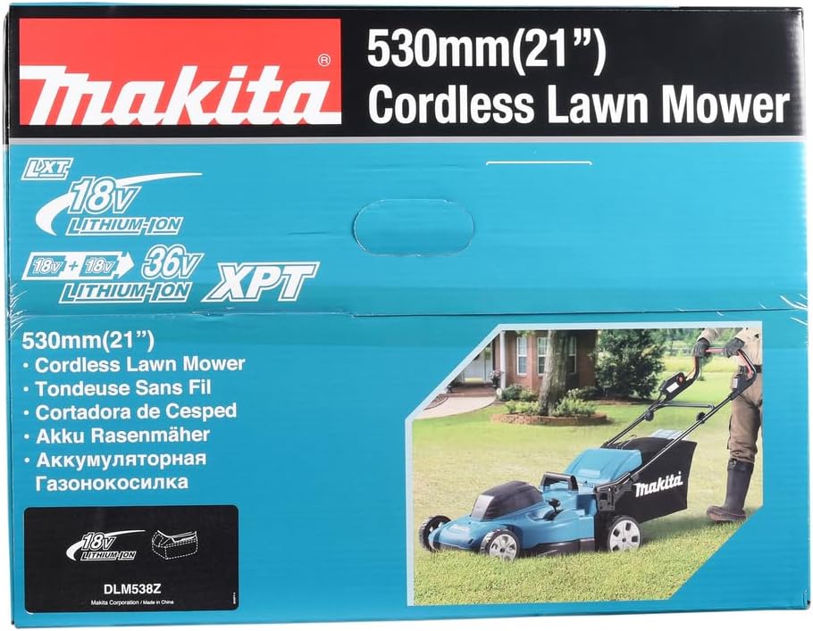 Makita DLM538Z Akku-Rasenmäher 2x18V (ohne Akku, ohne Ladegerät), Petrol