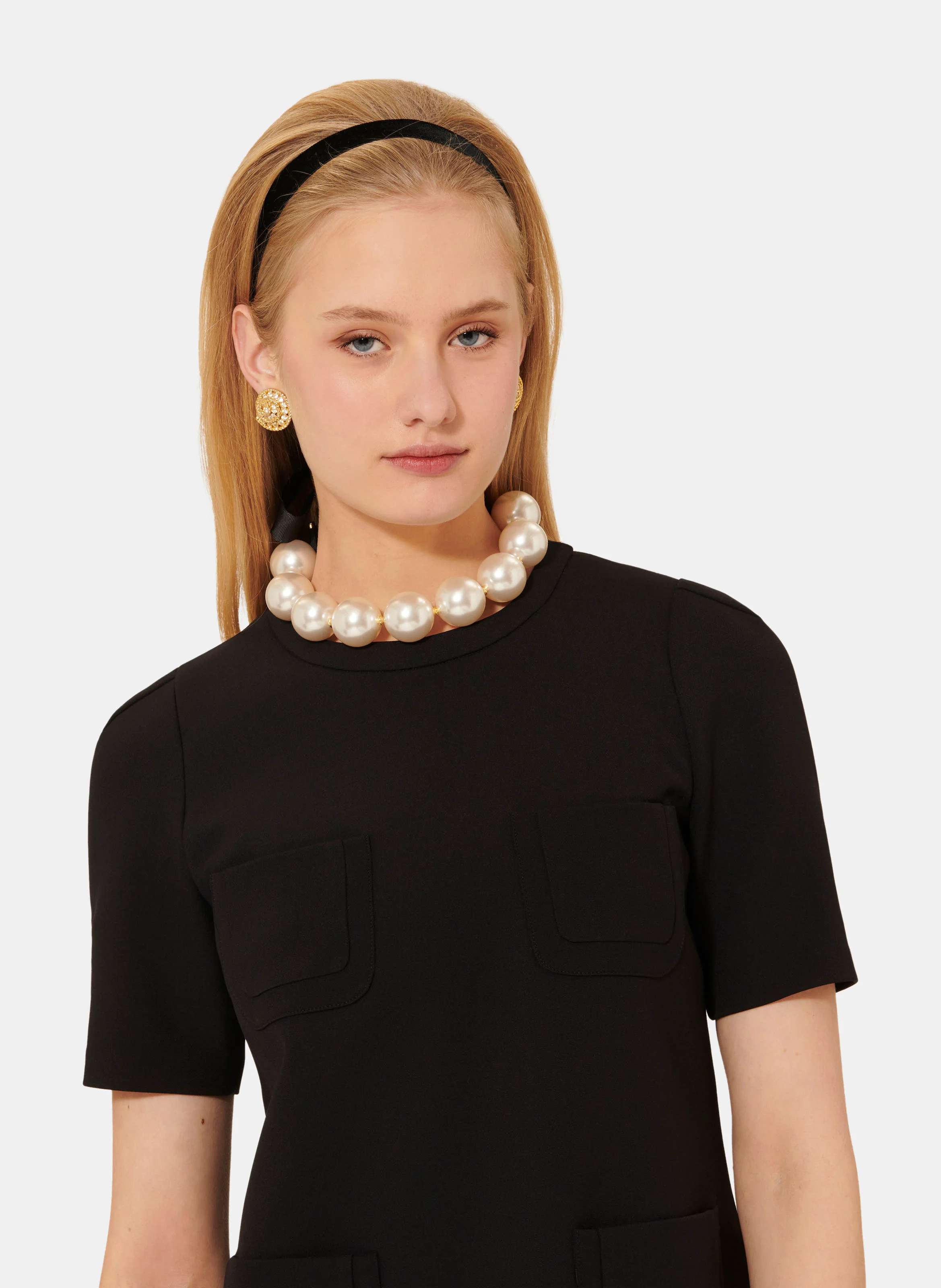 RENATA - Robe courte col rond | Noir