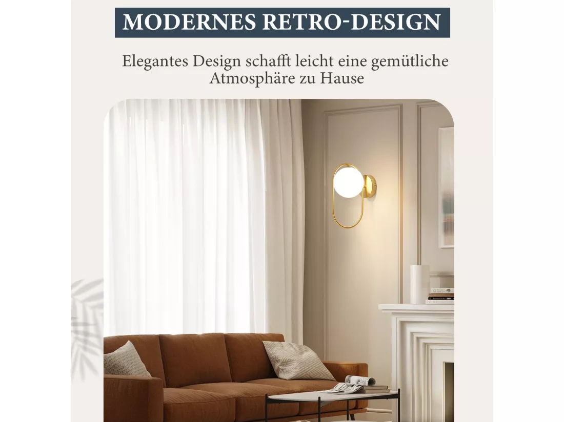 NETTLIFE Applique Intérieure Moderne - Or en verre G9 Métal Design Applique Salle de Bains Vintage Créative Lampe de Lit
