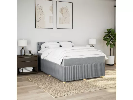 Sommier à lattes de lit avec matelas Gris clair 140x190cm Tissu