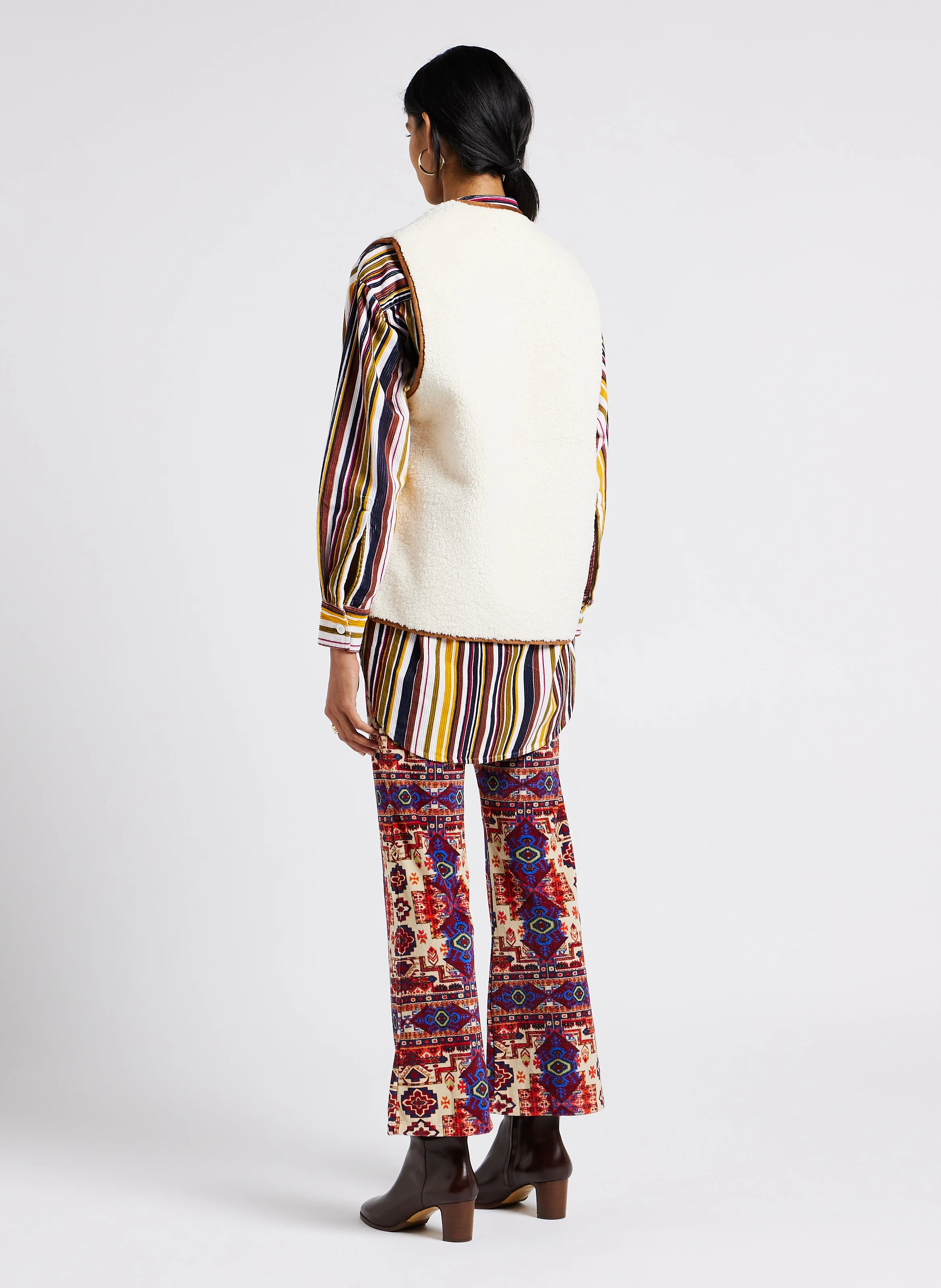 TAPESTRY - Pantalon taille haute à motif aztèque en coton | Rouge