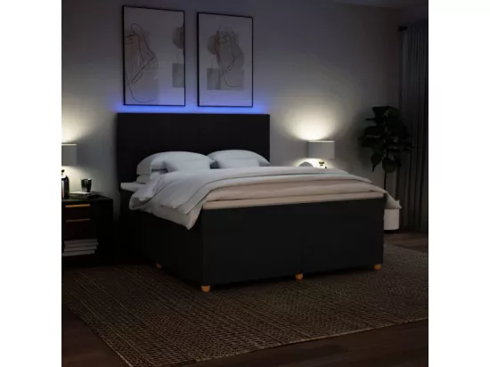 Sommier à lattes de lit avec matelas Noir 180x200 cm Tissu