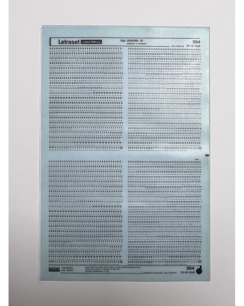 Letraset 364 - UNIVERS 57 -12pt