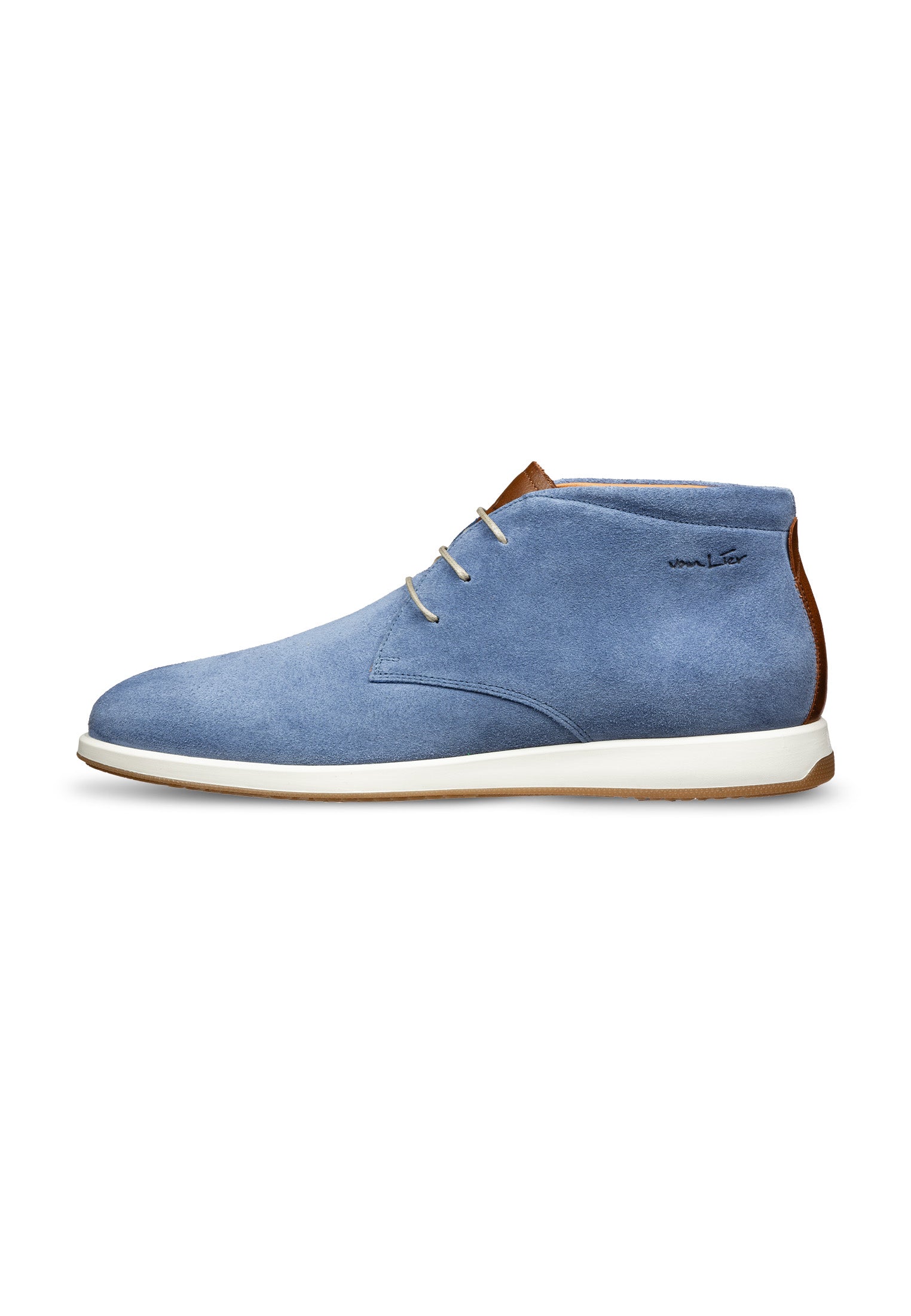 Licht blauw suède Ticino halfhoge veterschoen