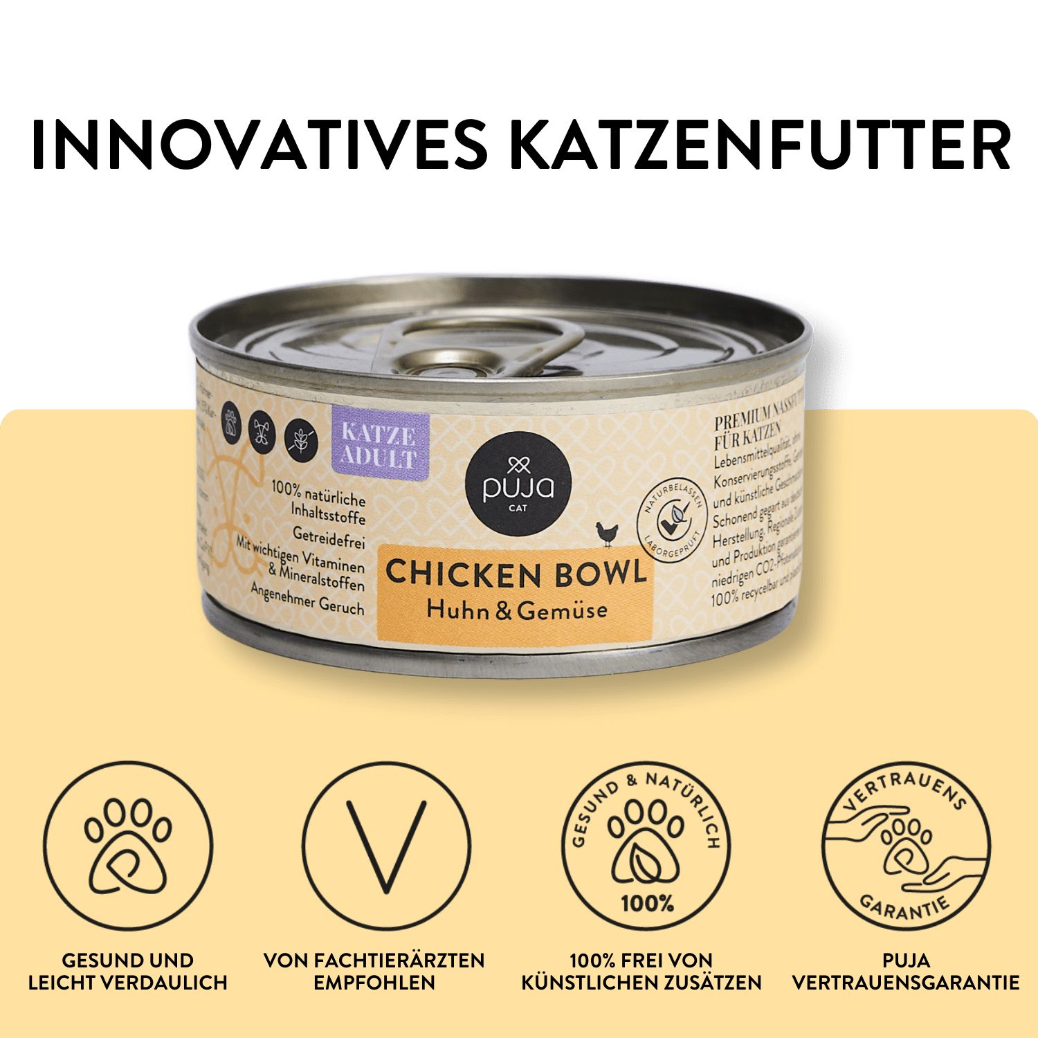 PUJA Premium Nassfutter Chicken Bowl für Katzen