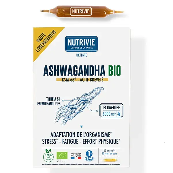 Nutrivie Ashwagandha Orgânica KSM-66 600 mg 20 x 10 ml