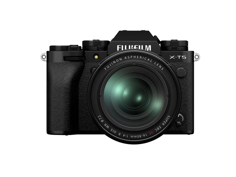 Fujifilm Fotokamera X-T5 Kit XF 16-80 mm Schwarz Spiegellose Systemkamera mit 40.2 Megapixel-Sensor und integriertem Fünf-Achsen-Bildstabilisator