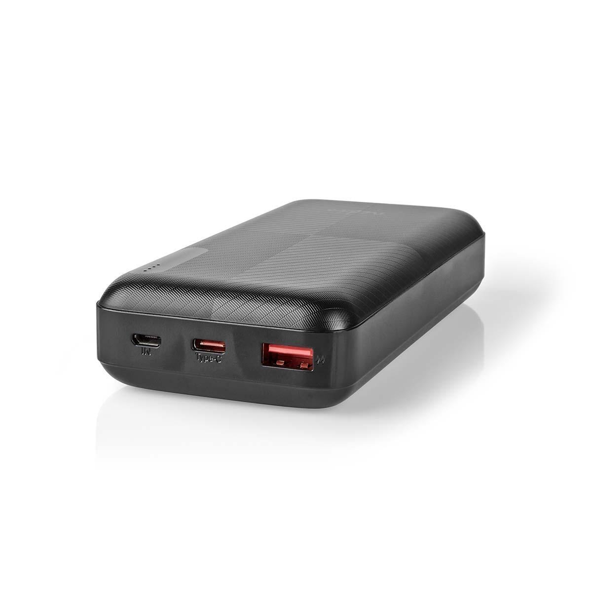 Nedis Power Bank | 20000 mAh | 1.5 / 2.0 / 3.0 A | Antall utganger: 2 | Utgangstilkobling: 1x USB-A / 1x USB-C™ | Inngangstilkobling: 1x Micro USB / 1x USB-C™ | PD2.0 18W | Lithium-Polymer