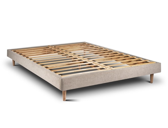 SOMMEIL DE PLOMB - Sommier 160 x 200 Sommier kit tissu beige brun 160x200 h29cm