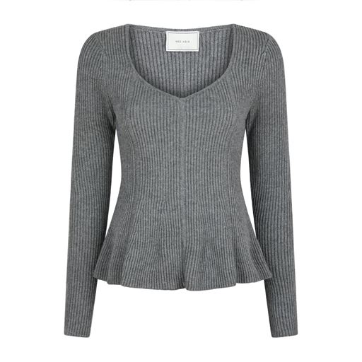 Neo Noir Sorene Knit Bluse, Dark Grey Melange, 40
