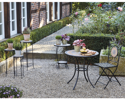 Siena Garden Prato balkontafel, steenmozaïeklook, Ø 60 H 69,5 cm, grijs