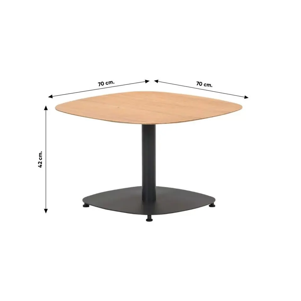 Leon bijzettafel - aluminium - carbon black -light teak look-50x50 cm