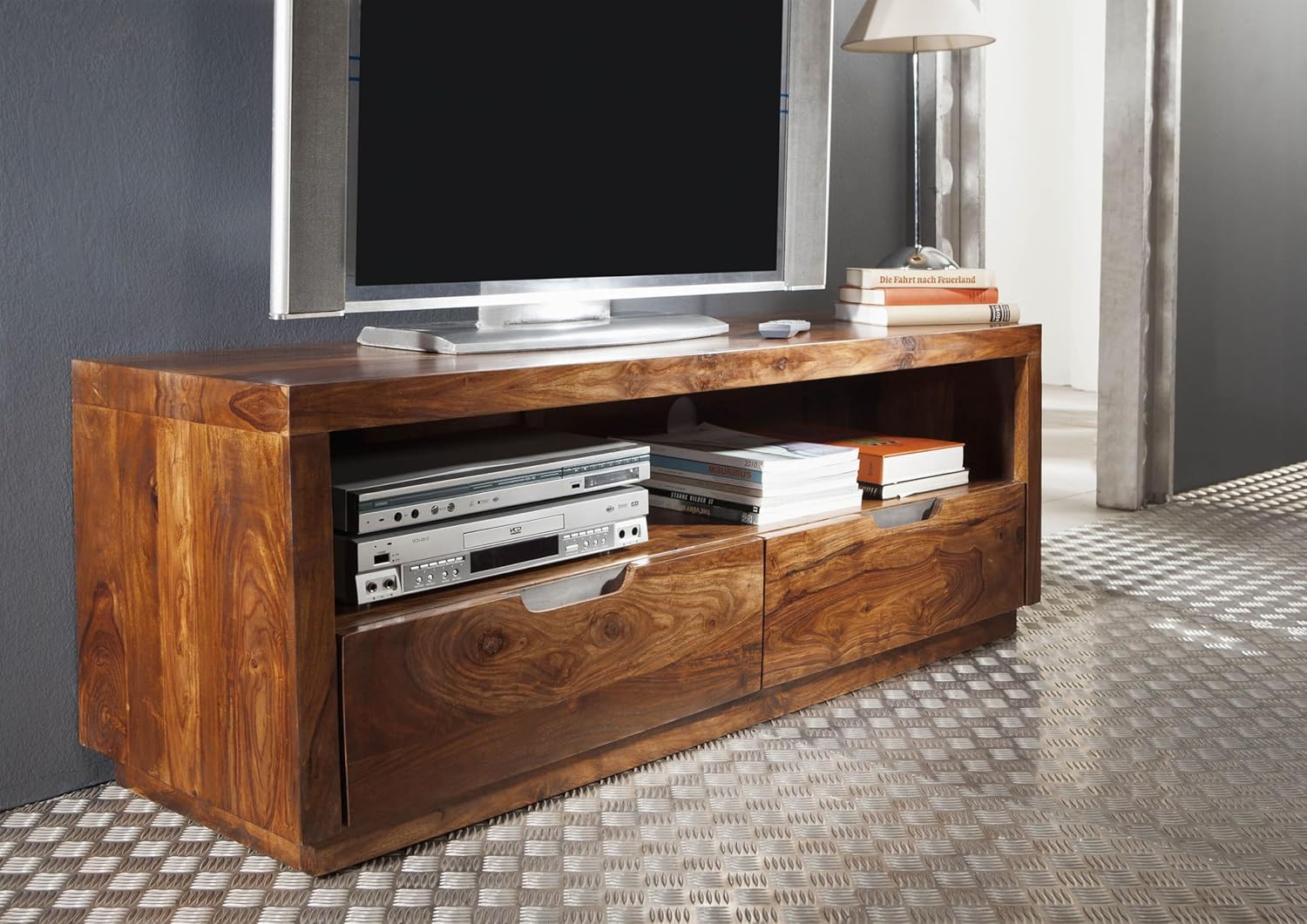 Sheesham massiv Holz Möbel lackiert TV-Board Palisander massiv Möbel Massivholz walnuss Duke #122