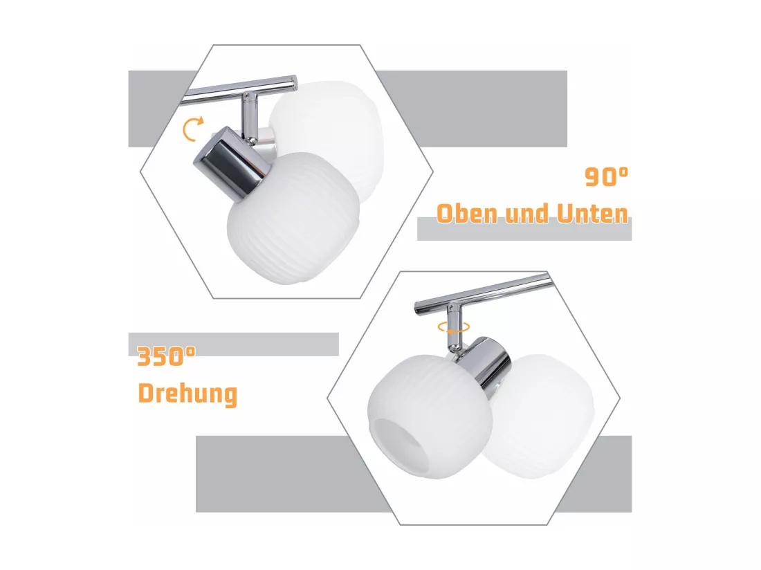 NETTLIFE Spot de plafond E14 blanc 4 ampoules intérieur verre Pivotant Vintage pour couloir chambre d'hôtel