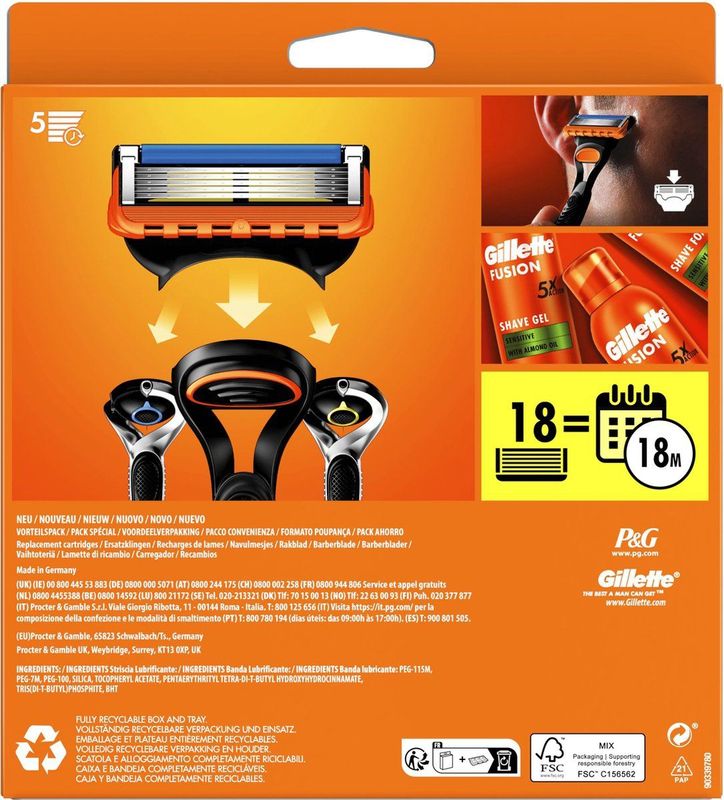 Gillette Fusion5 - Navulmesjes - Voor Mannen - 18 Navulmesjes