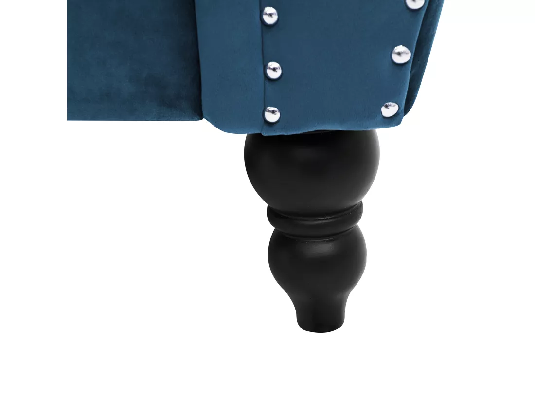 Canapé Chesterfield 3 places en velours bleu SKIEN