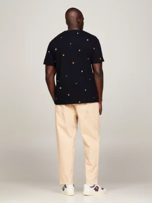 Camiseta de corte relaxado com bordado de arquivo