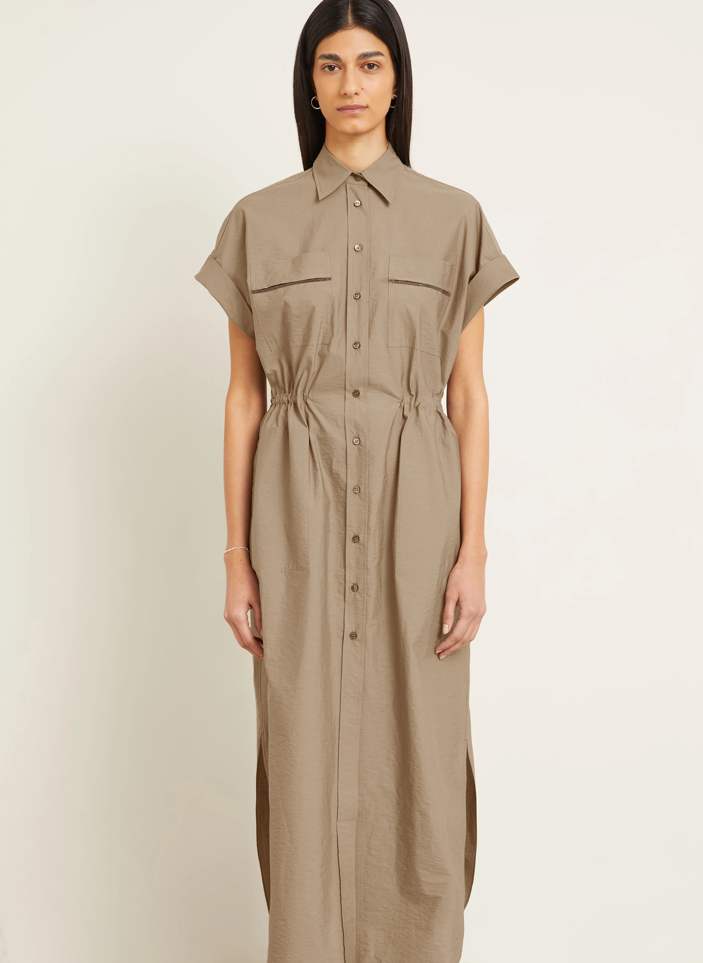 BRUNELLO CUCINELLI Hemdblusenkleid mit Schmucksteinen