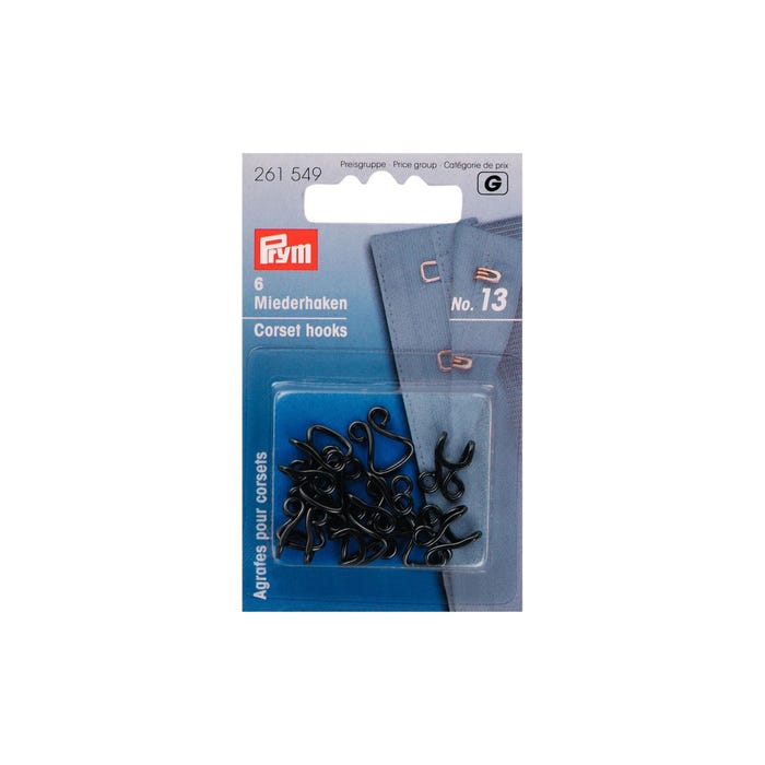 Prym-6 haken en ogen voor korset, zwart