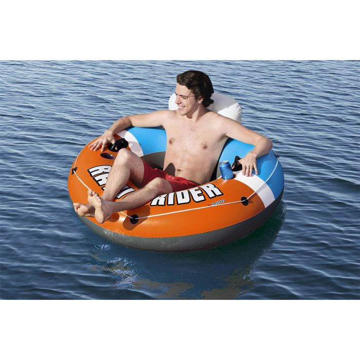 (Ø135cm) Hydro-Force Rapid Rider Schwimmringsessel Aufblasbare Wasser Luftmatratze Liegesofa Badeinsel (43116) - Blau / Weiss