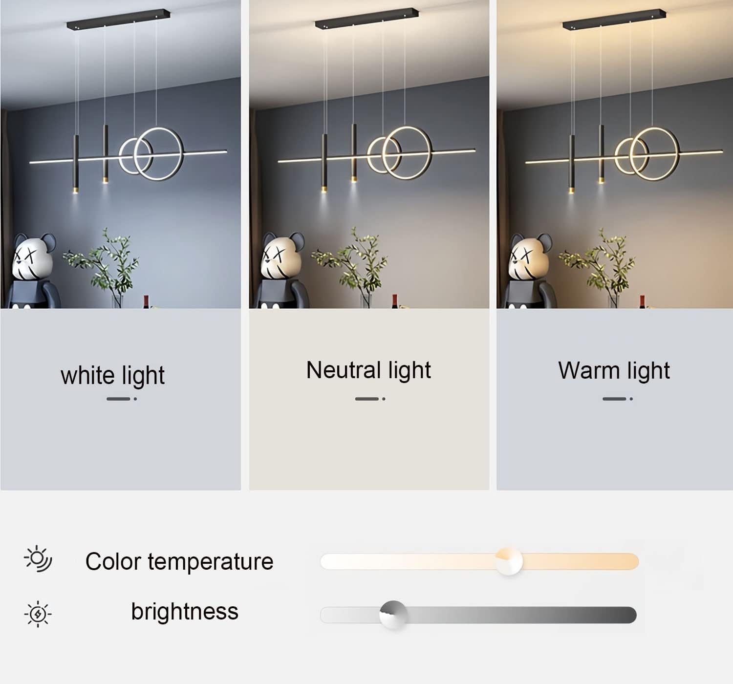 Moderne LED Pendelleuchte Esstisch Hängelampe Dimmbar Mit Fernbedienung Esszimmer Hängeleuchte Esszimmer Pendellampe Höhenverstellbar Kronleuchter für Wohnzimmer Büro Hängeleuchte (Schwarz, 100cm)