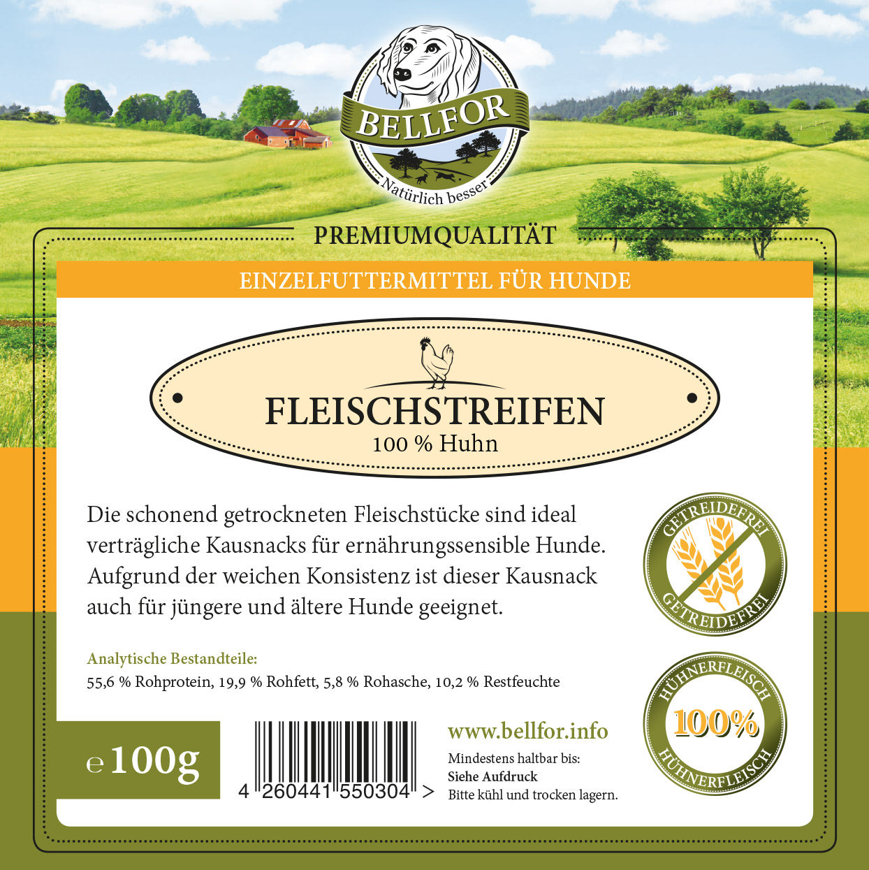 Snack pour chiens - viande séchée de poulet - hühner trockenfleisch - 100g