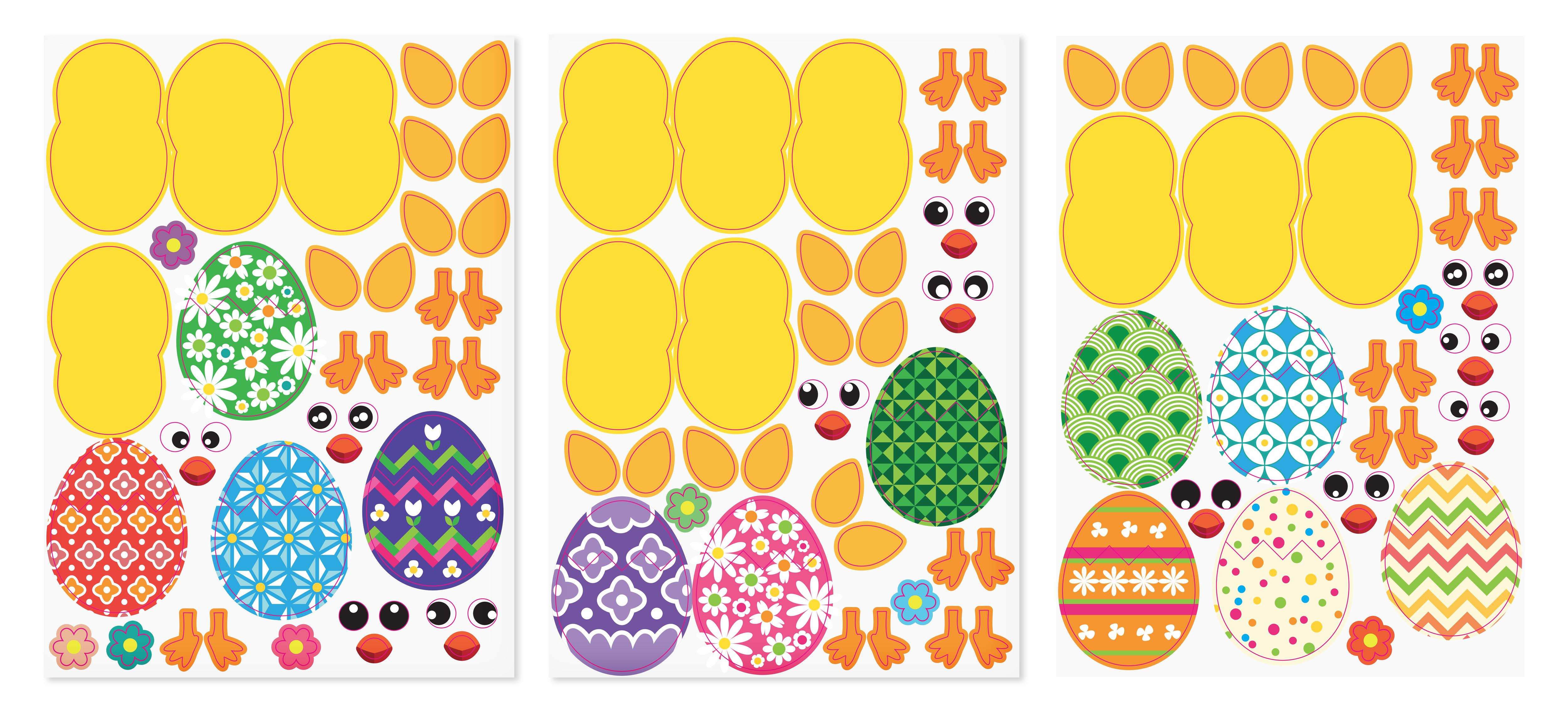 GOMMETTES POUSSINS DE PAQUES 12 POUSSINS A CREER X132 PIECES