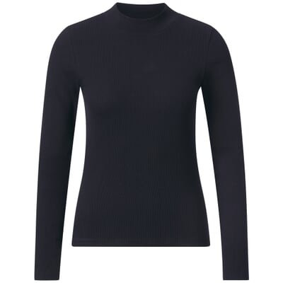 Damen-Rippenshirt Langarm, Dunkelblau
