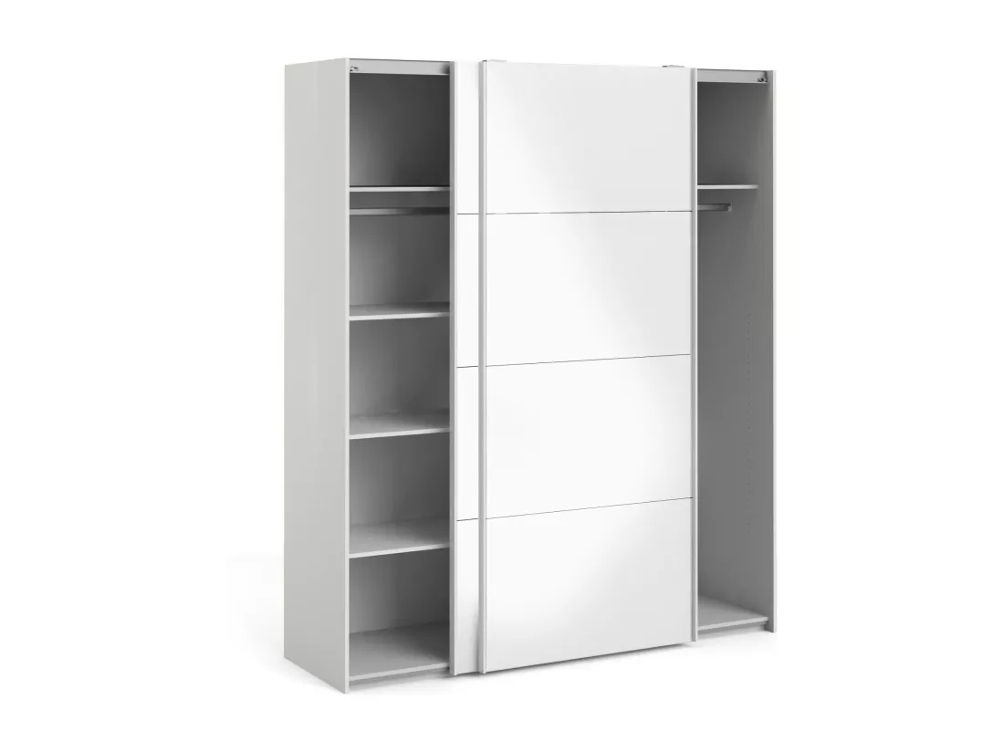 Garde-robe 2 portes Paeng, Meubles de chambre, Penderie de plain-pied, Placard à vêtements, 182x61 h220 cm, Blanc brillant