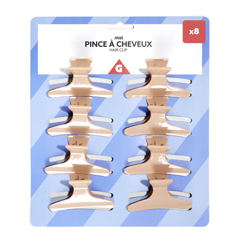 Lot de 8 pinces à cheveux noir ou rose - 2 coloris