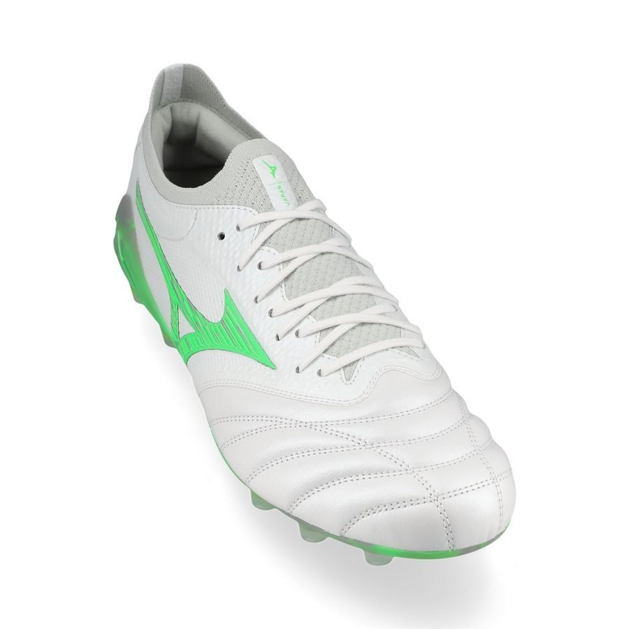 Mizuno Morelia Neo IV Beta Made in Japan FG/AG Frontier - Blanc/Vert Néon/Cool Gray